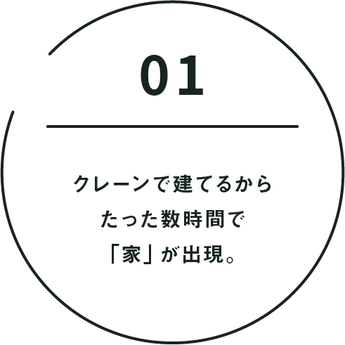 point01 クレーンで建てるからたった数時間で「家」が出現。